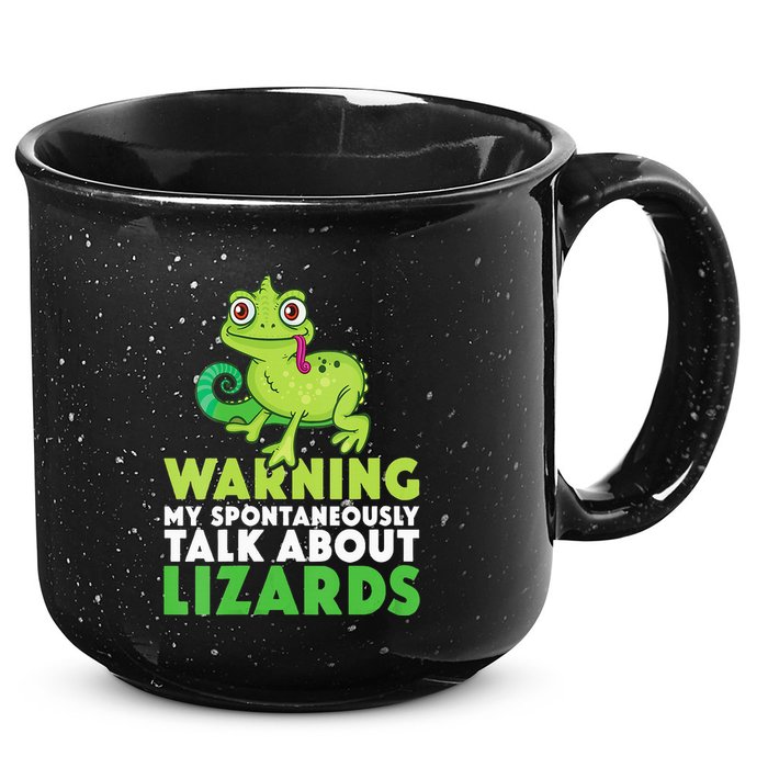 Warning May Spontaneously Talk About Lizards Lizard Reptiles 15oz Campfire Ceramic Mug