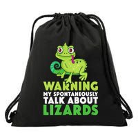 Warning May Spontaneously Talk About Lizards Lizard Reptiles Drawstring Bag
