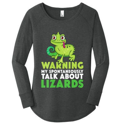 Warning May Spontaneously Talk About Lizards Lizard Reptiles Women's Perfect Tri Tunic Long Sleeve Shirt