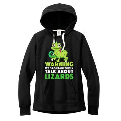 Warning May Spontaneously Talk About Lizards Lizard Reptiles Women's Fleece Hoodie
