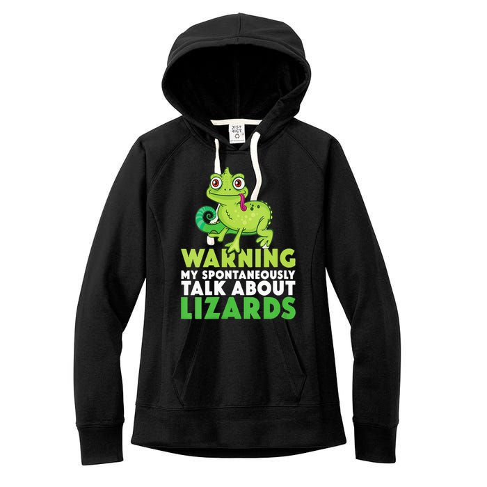 Warning May Spontaneously Talk About Lizards Lizard Reptiles Women's Fleece Hoodie