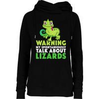 Warning May Spontaneously Talk About Lizards Lizard Reptiles Womens Funnel Neck Pullover Hood