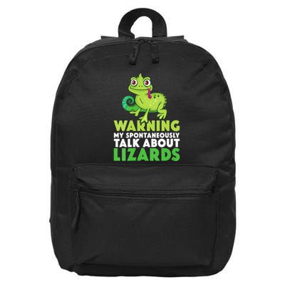Warning May Spontaneously Talk About Lizards Lizard Reptiles 16 in Basic Backpack