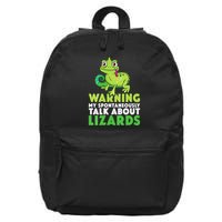 Warning May Spontaneously Talk About Lizards Lizard Reptiles 16 in Basic Backpack