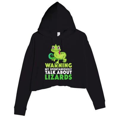 Warning May Spontaneously Talk About Lizards Lizard Reptiles Crop Fleece Hoodie