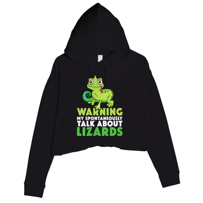 Warning May Spontaneously Talk About Lizards Lizard Reptiles Crop Fleece Hoodie
