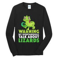Warning May Spontaneously Talk About Lizards Lizard Reptiles Tall Long Sleeve T-Shirt