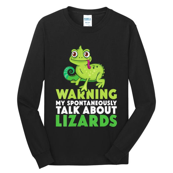 Warning May Spontaneously Talk About Lizards Lizard Reptiles Tall Long Sleeve T-Shirt