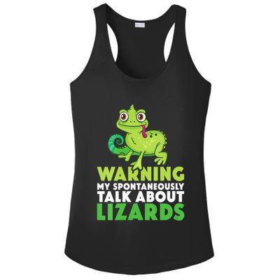 Warning May Spontaneously Talk About Lizards Lizard Reptiles Ladies PosiCharge Competitor Racerback Tank