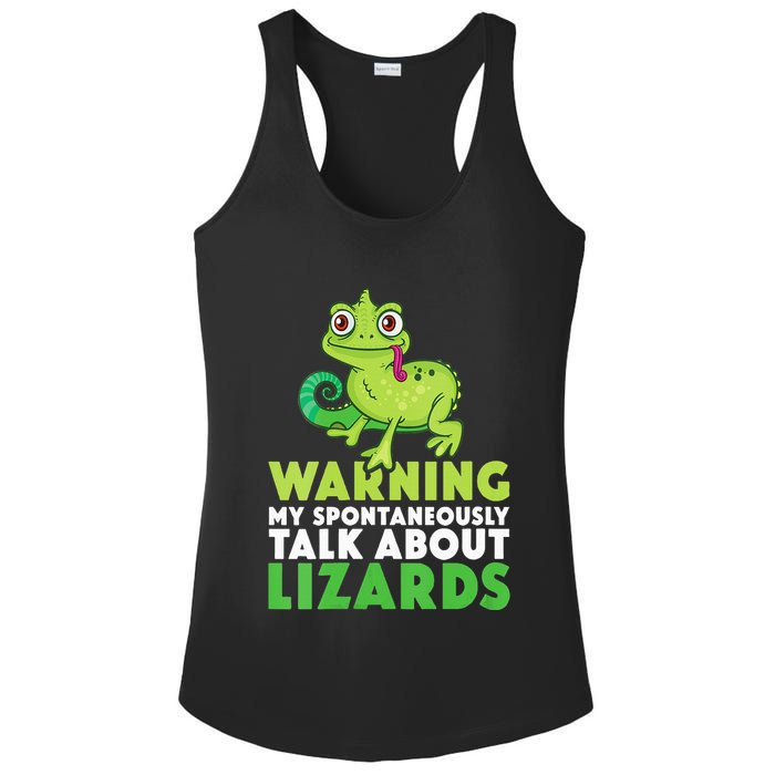 Warning May Spontaneously Talk About Lizards Lizard Reptiles Ladies PosiCharge Competitor Racerback Tank