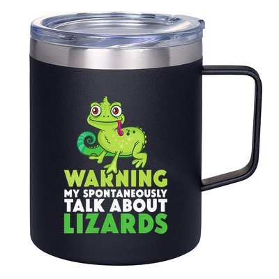 Warning May Spontaneously Talk About Lizards Lizard Reptiles 12oz Stainless Steel Coffee Mug