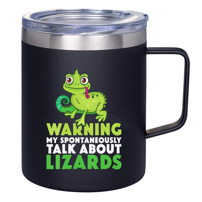 Warning May Spontaneously Talk About Lizards Lizard Reptiles 12oz Stainless Steel Coffee Mug