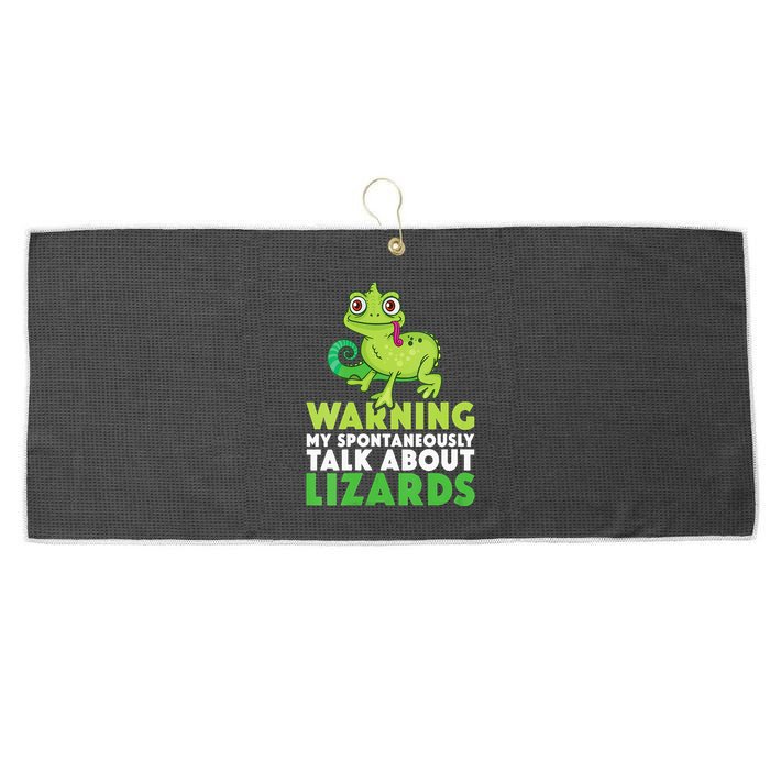 Warning May Spontaneously Talk About Lizards Lizard Reptiles Large Microfiber Waffle Golf Towel