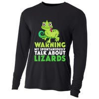 Warning May Spontaneously Talk About Lizards Lizard Reptiles Cooling Performance Long Sleeve Crew