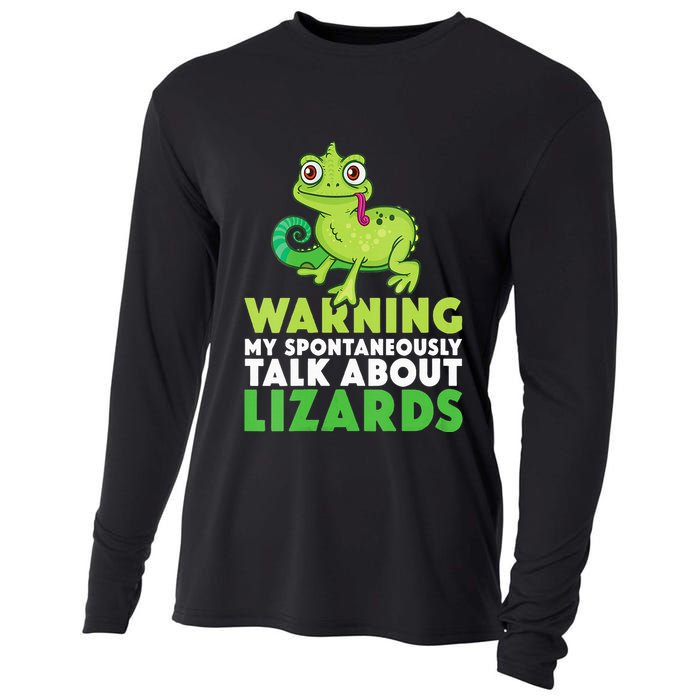 Warning May Spontaneously Talk About Lizards Lizard Reptiles Cooling Performance Long Sleeve Crew