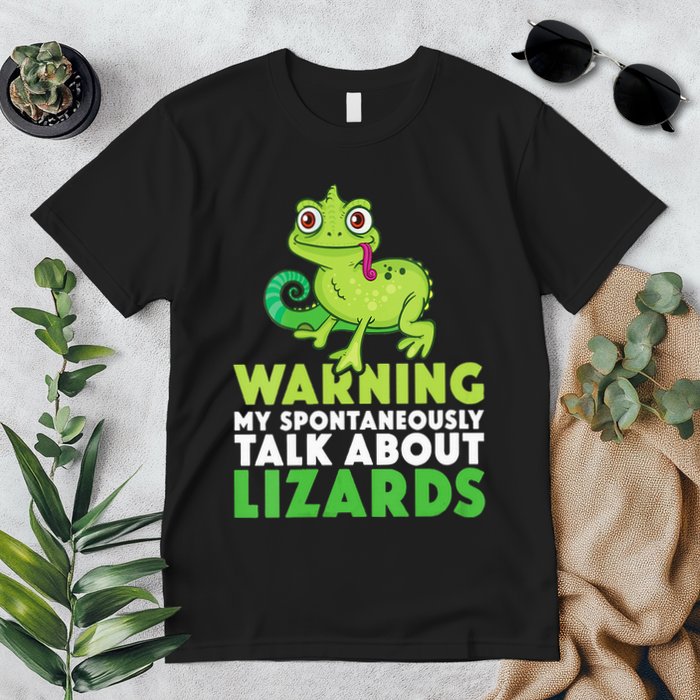 Warning May Spontaneously Talk About Lizards Lizard Reptiles Premium T-Shirt