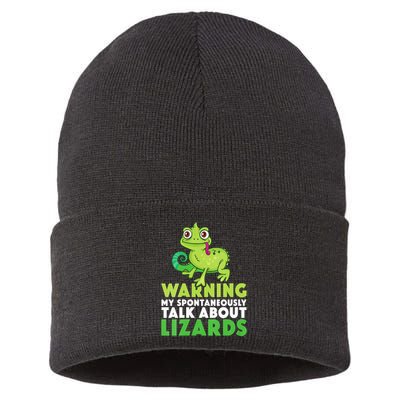 Warning May Spontaneously Talk About Lizards Lizard Reptiles Sustainable Knit Beanie