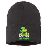 Warning May Spontaneously Talk About Lizards Lizard Reptiles Sustainable Knit Beanie