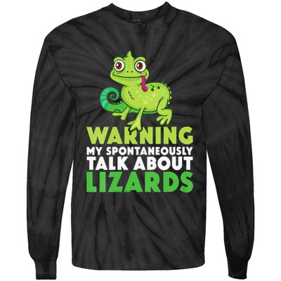 Warning May Spontaneously Talk About Lizards Lizard Reptiles Tie-Dye Long Sleeve Shirt