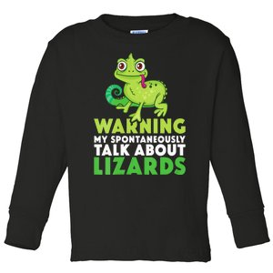 Warning May Spontaneously Talk About Lizards Lizard Reptiles Toddler Long Sleeve Shirt