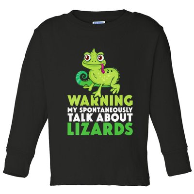 Warning May Spontaneously Talk About Lizards Lizard Reptiles Toddler Long Sleeve Shirt