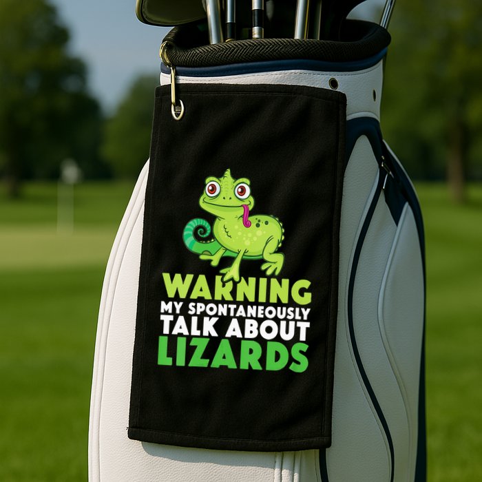 Warning May Spontaneously Talk About Lizards Lizard Reptiles Golf Towel
