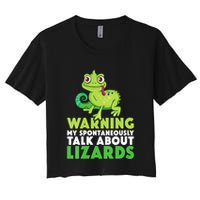Warning May Spontaneously Talk About Lizards Lizard Reptiles Crop Top