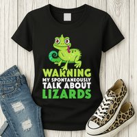 Warning May Spontaneously Talk About Lizards Lizard Reptiles Womens T-Shirt