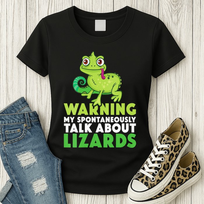 Warning May Spontaneously Talk About Lizards Lizard Reptiles Womens T-Shirt