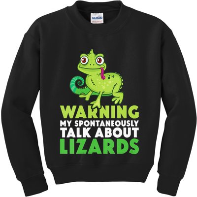 Warning May Spontaneously Talk About Lizards Lizard Reptiles Kids Sweatshirt