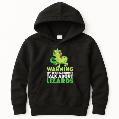 Warning May Spontaneously Talk About Lizards Lizard Reptiles Kids Hoodie