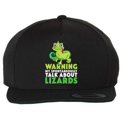 Warning May Spontaneously Talk About Lizards Lizard Reptiles Wool Snapback Cap