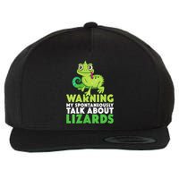 Warning May Spontaneously Talk About Lizards Lizard Reptiles Wool Snapback Cap