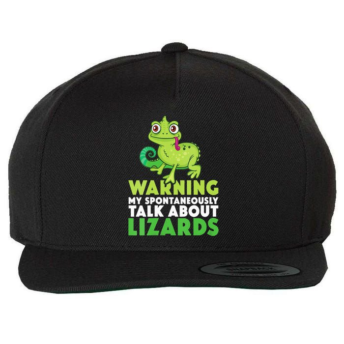 Warning May Spontaneously Talk About Lizards Lizard Reptiles Wool Snapback Cap