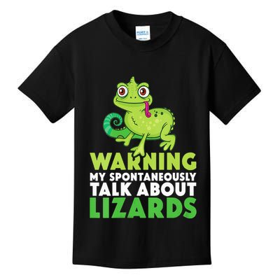 Warning May Spontaneously Talk About Lizards Lizard Reptiles Kids T-Shirt