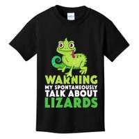 Warning May Spontaneously Talk About Lizards Lizard Reptiles Kids T-Shirt