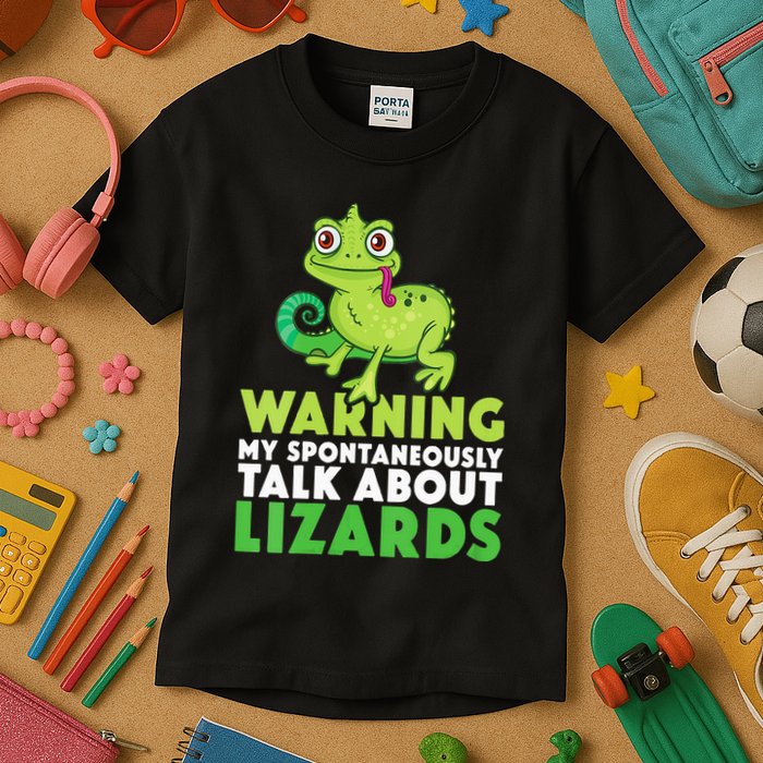 Warning May Spontaneously Talk About Lizards Lizard Reptiles Kids T-Shirt