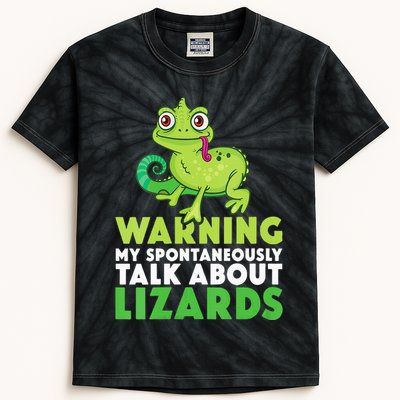 Warning May Spontaneously Talk About Lizards Lizard Reptiles Kids Tie-Dye T-Shirt