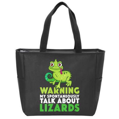Warning May Spontaneously Talk About Lizards Lizard Reptiles Zip Tote Bag