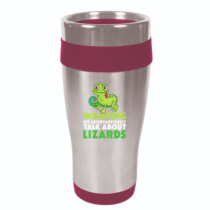 Warning May Spontaneously Talk About Lizards Lizard Reptiles 16oz Travel Tumbler