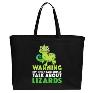 Warning May Spontaneously Talk About Lizards Lizard Reptiles Cotton Canvas Jumbo Tote