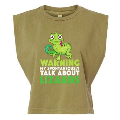 Warning May Spontaneously Talk About Lizards Lizard Reptiles Garment-Dyed Women's Muscle Tee