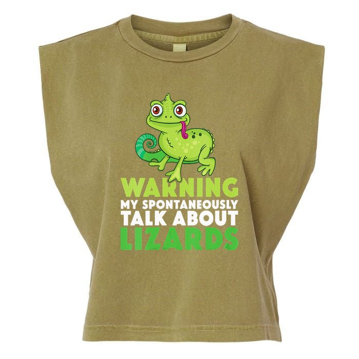 Warning May Spontaneously Talk About Lizards Lizard Reptiles Garment-Dyed Women's Muscle Tee