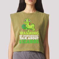 Warning May Spontaneously Talk About Lizards Lizard Reptiles Garment-Dyed Women's Muscle Tee