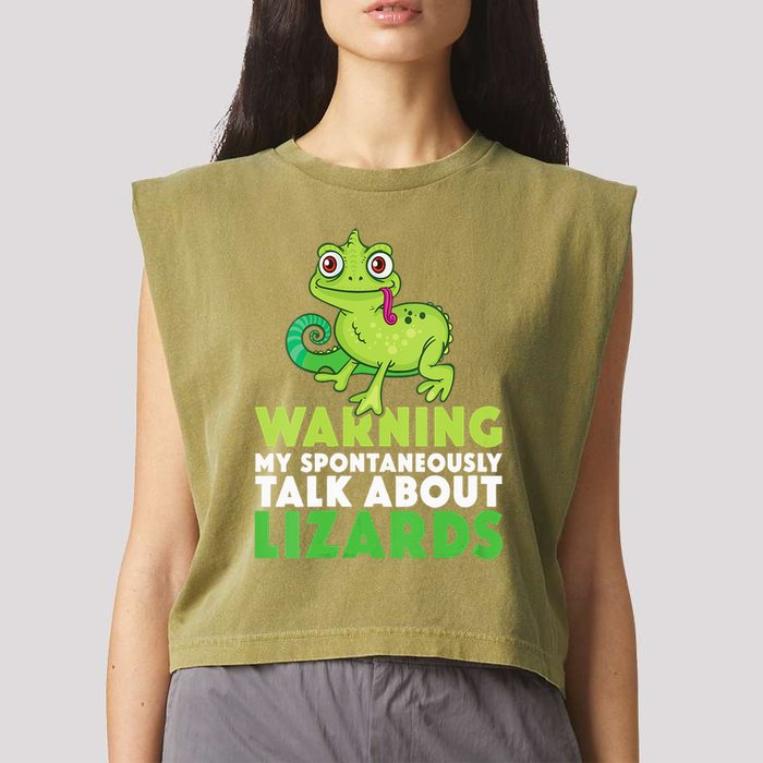 Warning May Spontaneously Talk About Lizards Lizard Reptiles Garment-Dyed Women's Muscle Tee
