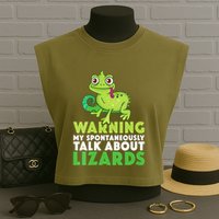 Warning May Spontaneously Talk About Lizards Lizard Reptiles Garment-Dyed Women's Muscle Tee