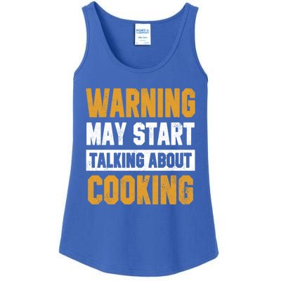 Warning May Start Talking About Cooking Funny Chef Bakery Funny Gift Ladies Essential Tank