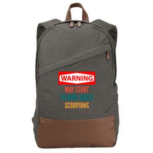 Warning May Start Talking About Scorpions Gift Cotton Canvas Backpack