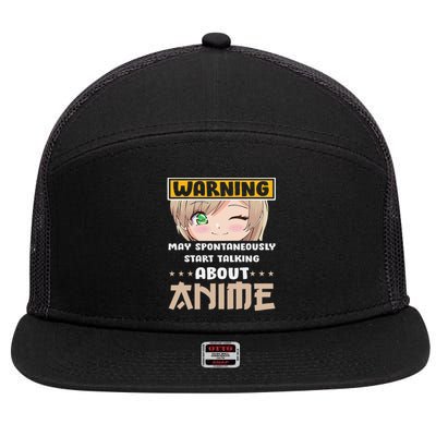 Warning May Spontaneously Start Talking About Anime 7 Panel Mesh Trucker Snapback Hat