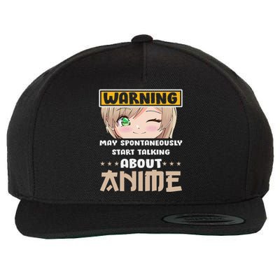 Warning May Spontaneously Start Talking About Anime Wool Snapback Cap